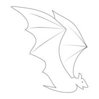 Continuous single line art drawing of cute flying bat for outline vector