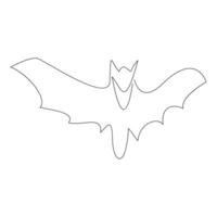 Continuous single line art drawing of cute flying bat for outline vector