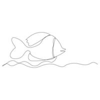 Continuous single one line drawing of fish simple clown fish International world Oceans day vector