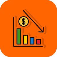 Business Decline Filled Orange background Icon vector