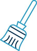 Broom Line Blue Two Color Icon vector