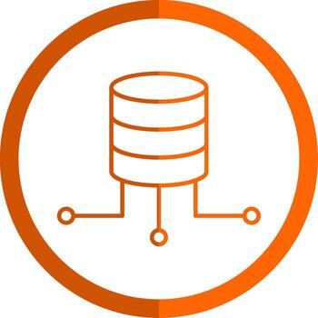 Data Connection Line Orange Circle Icon vector