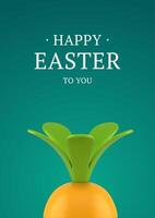 Happy Easter orange carrot 3d greeting card design template holiday celebration realistic vector