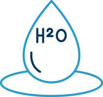 H2O línea azul dos color icono vector