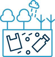 tierra contaminación línea azul dos color icono vector