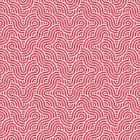 Seamless abstract geometric red japanese overlapping circles lines and waves pattern vector