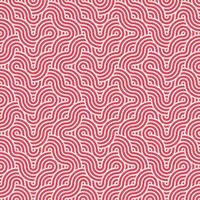 Seamless abstract geometric red japanese overlapping circles lines and waves pattern vector