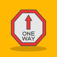One Way Filled Shadow Icon vector