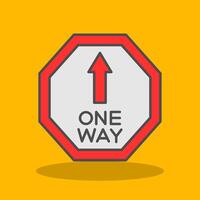 One Way Filled Shadow Icon vector