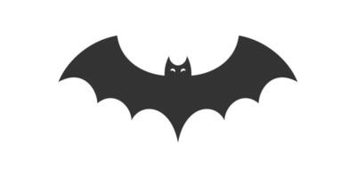 Halloween black flying bat with open wings and eyes minimalist icon flat illustration vector