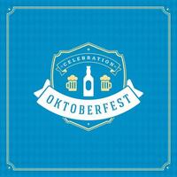 Oktoberfest beer festival celebration vintage greeting card or poster vector