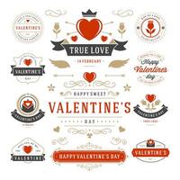 Valentines Day Labels and Cards Set, Heart Icons Symbols, Greetings Cards, Silhouettes vector