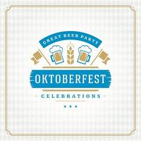 Oktoberfest beer festival celebration vintage greeting card or poster vector