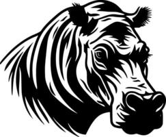Hippopotamus, Black and White illustration vector