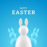 Easter bunny congratulations 3d social media post rabbit festive design template realistic vector