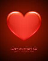 Valentines Day Card With Heart on Red Background vector