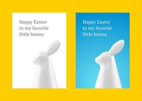 Easter rabbit bauble 3d greeting card set design template bunny character realistic vector