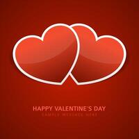 Valentines Day Card With Heart on Red Background vector