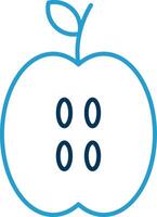 manzana línea azul dos color icono vector