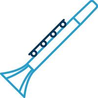 clarinete línea azul dos color icono vector