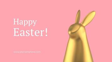 Happy Easter minimal golden rabbit bauble premium banner design template realistic vector