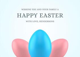 Happy Easter 3d painted chicken eggs modern greeting card design template realistic vector