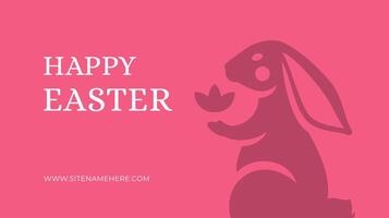 Happy Easter bunny with flower pink vintage banner template design holiday celebration flat vector