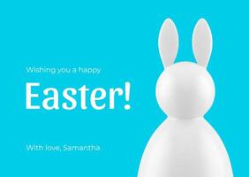 Easter congratulations 3d greeting card bunny bauble white design template realistic vector