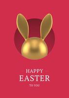 Happy Easter modern 3d greeting card bunny bauble hiding at hole design template realistic vector