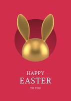 Happy Easter modern 3d greeting card bunny bauble hiding at hole design template realistic vector