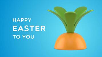 Happy Easter carrot root harvest vegetable 3d banner design template realistic vector