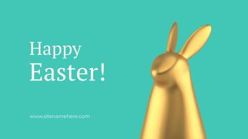 Happy Easter minimal golden rabbit bauble premium banner design template realistic illustration vector