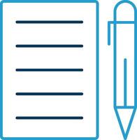 Pen And Paper Line Blue Two Color Icon vector