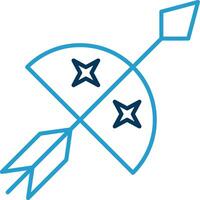 Bow And Arrow Line Blue Two Color Icon vector