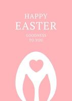 Happy Easter vintage greeting card rabbit long ears chicken egg with heart romantic design template vector