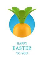Happy Easter 3d greeting card carrot hiding hole festive surprise design template realistic vector