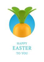 Happy Easter 3d greeting card carrot hiding hole festive surprise design template realistic vector