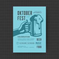 Oktoberfest flyer or poster retro typography template design invitation beer festival celebration illustration. vector