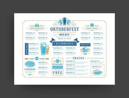 Oktoberfest menu vintage typography template beer festival celebration design illustration. vector