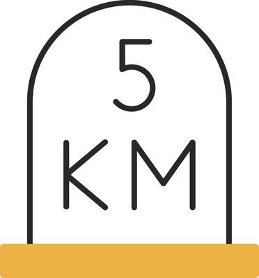 kilometer Skined Filled Icon