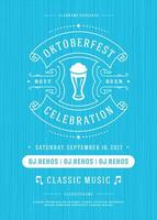 Oktoberfest beer festival celebration retro typography poster or flyer vector