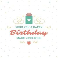 Happy birthday best wishes gift box vintage greeting card typographic template flat vector