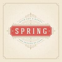 Spring Typographic Poster or Greeting Card Design. vector