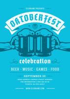 Oktoberfest flyer or poster retro typography template design willkommen zum beer festival celebration illustration vector