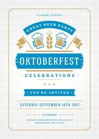 Oktoberfest cerveza festival celebracion retro tipografía póster o volantes vector