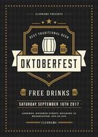 Oktoberfest beer festival celebration retro typography poster or flyer vector