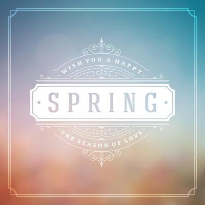 Spring typography quote label for poster or greeting card design.