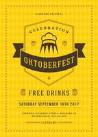 Oktoberfest beer festival celebration retro typography poster or flyer vector