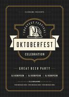 Oktoberfest cerveza festival celebracion retro tipografía póster o volantes vector