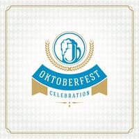 Oktoberfest beer festival celebration vintage greeting card vector